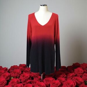 Studio Works Red and Black Gradient V-Neck Tunic XL NWT